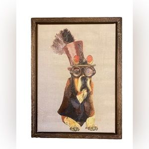 Basset Hound Dog Steam Punk Print Painting Wood Frame